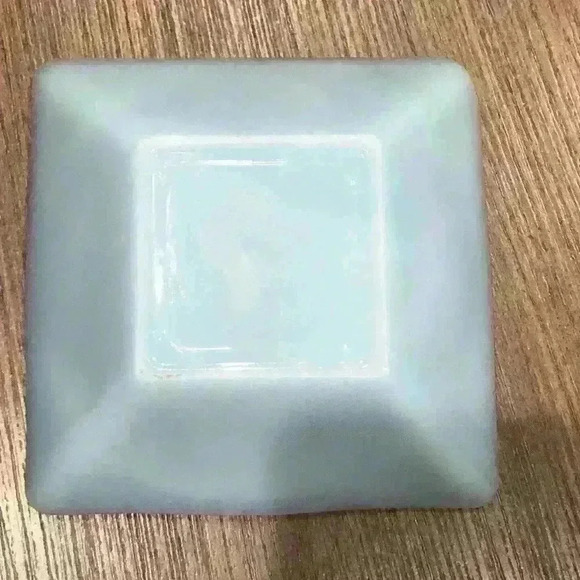 Mid Century Fire King Ashtray Robins Egg Blue Delphite Milk Glass 5 7/8" Square - Picture 5 of 5